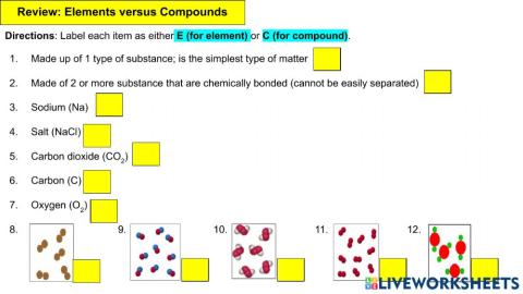 Practice: Elements and Compounds (Counting Atoms)