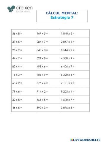 Multiplicacions per nombres d'una xifra