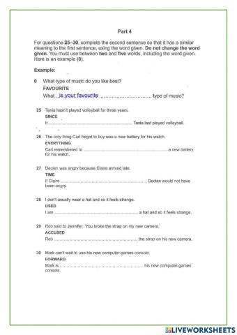 Sentence transformation 2