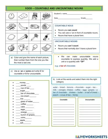 Unlock 2-RW-Week 1-Lesson 1.2- Homework-Countable - Uncountable nouns