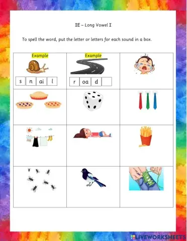 Jolly Phonics ie Long Vowel I Sound