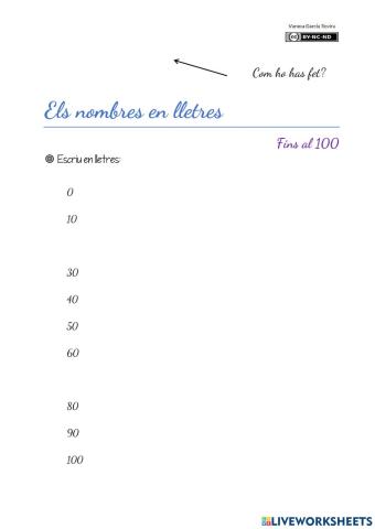 Els nombres en lletres (fins al 100)