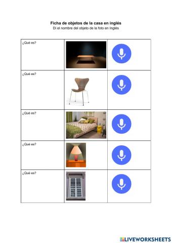 Objetos de la casa en Inglés
