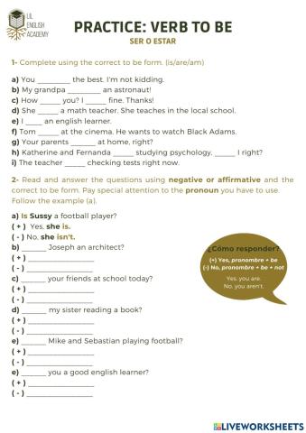 Verb To Be (Present)