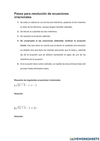 Ecuaciones irracionales