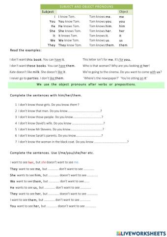 Object pronouns