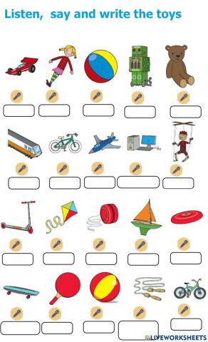 Escucha, repite y escribe los juguetes