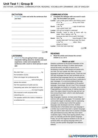 Language skills test Unit 1B-B2-HN4