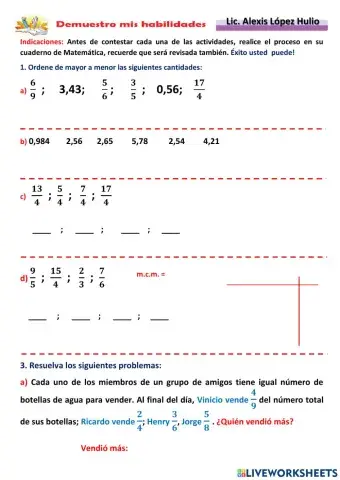 FRACCIONES COMPARACIÓN, SUMA Y RESTA  DE FRACCIONES