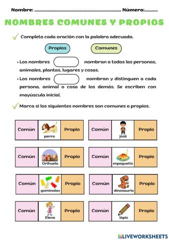 Sustantivos comunes y propios