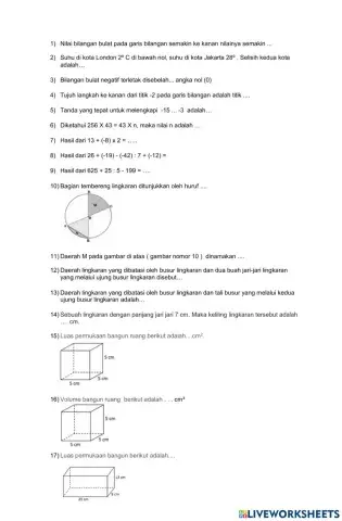 Latihan soal mtk smt ganjil