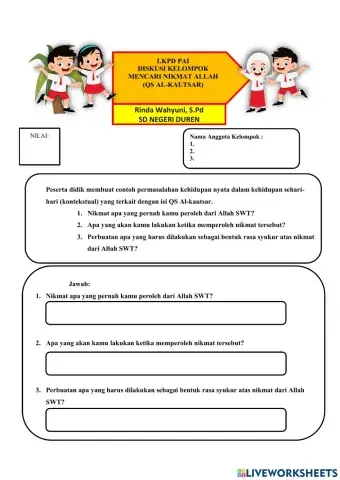 LKPD BENTUK NIKMAT ALLAH KELAS 3 SEMESTER 2