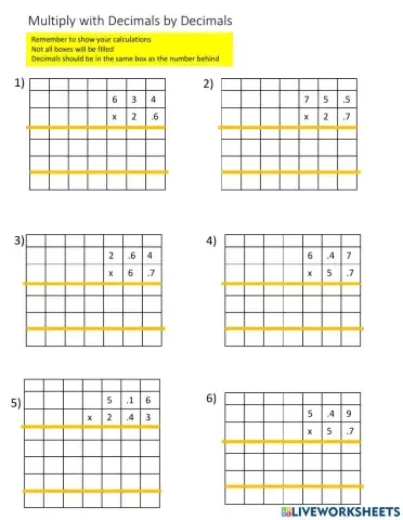 Multiplication Decimals with Decimals