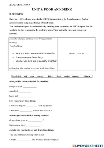 Mindset for ielts - level 1- unit 4- speaking