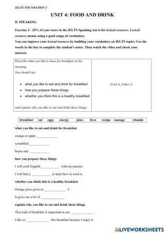 Mindset for ielts - level 1- unit 4- speaking