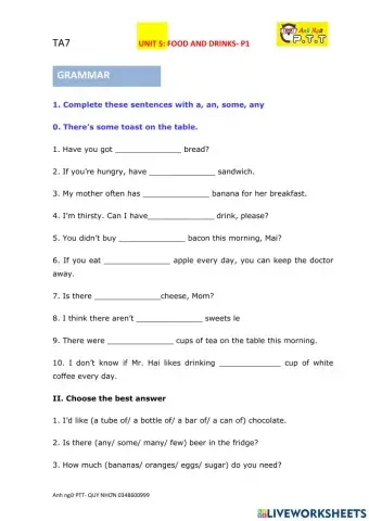 Ta7 unit 5 food and drinks- p2