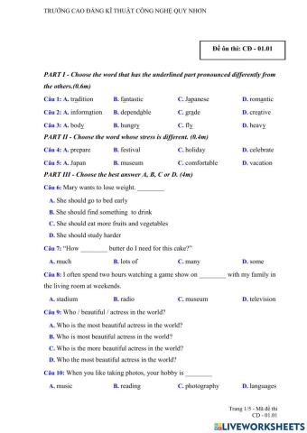 Cdk- test 1 cdktcn quy nhon