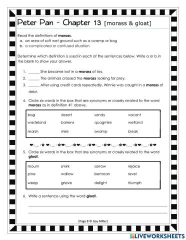 Peter Pan Ch 13 Vocab