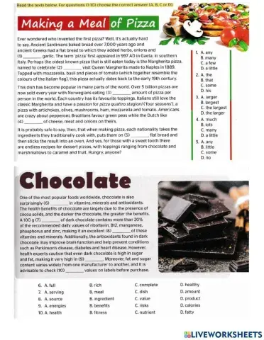 ZNO L Use of English Food