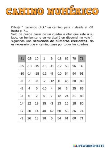 Camino numerico