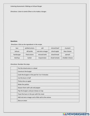 Listening: Making a Burger