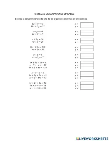 Sistemas de ecuaciones lineales