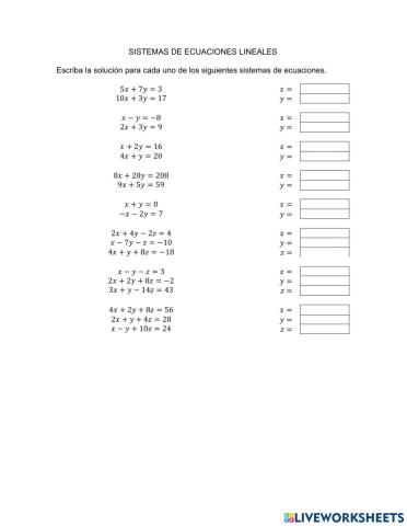 Sistemas de ecuaciones lineales