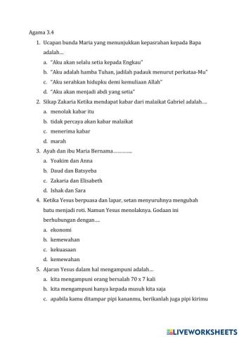 Agama katolik kelas 5 kd 3.4