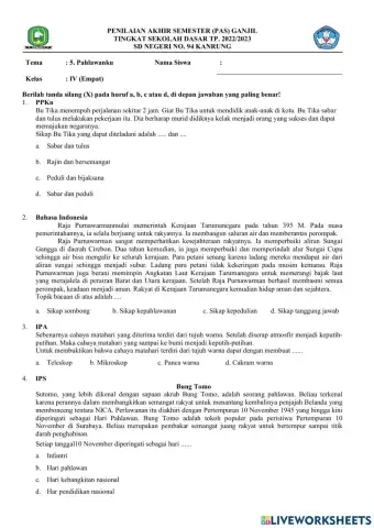 PAS sms 1 tema 5 kelas 4 sdn 94