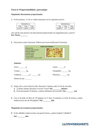 Proporcionalidad y Porcentajes 1º ESO