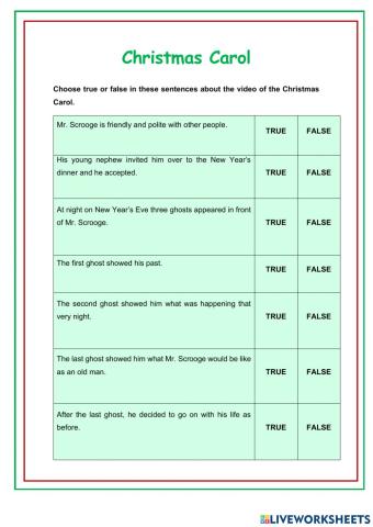 True or False Christmas Carol