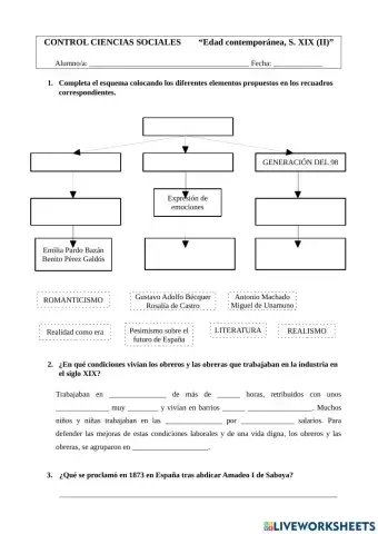 Control Ciencias Sociales Edad Contemporánea Siglo XIX (II)