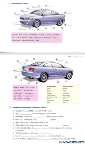 The exterior car parts