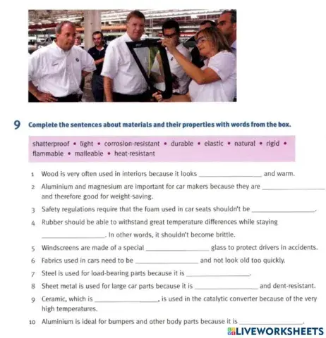 Car materials and their properties