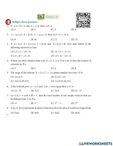 10 Maths One Mark Test