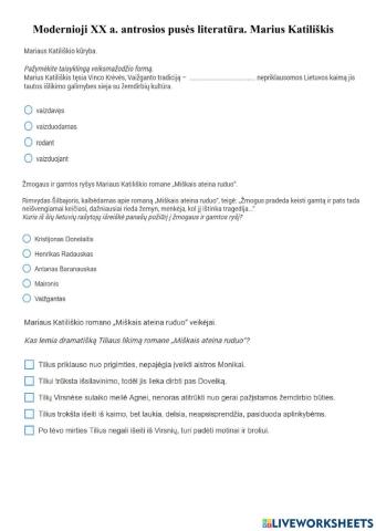 Modernioji XX a. antrosios pusės literatūra. Marius Katiliškis
