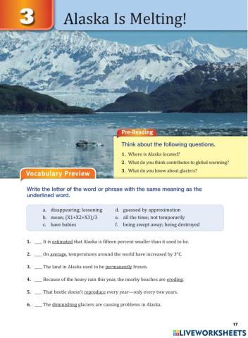 Alaska is melting - B2 - READING CHALLENGE 3