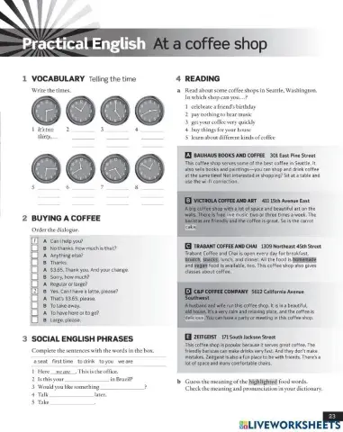 AEF At the cafe Workbook