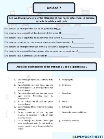 Unidad 7 - Vocabulario