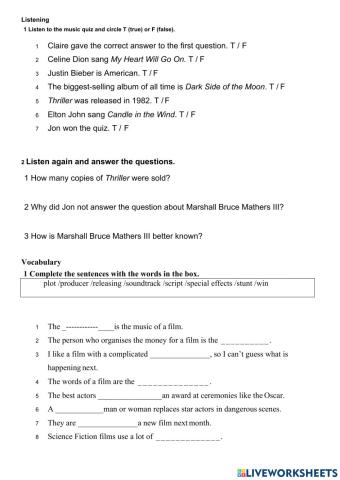 Semester test I Grade 8