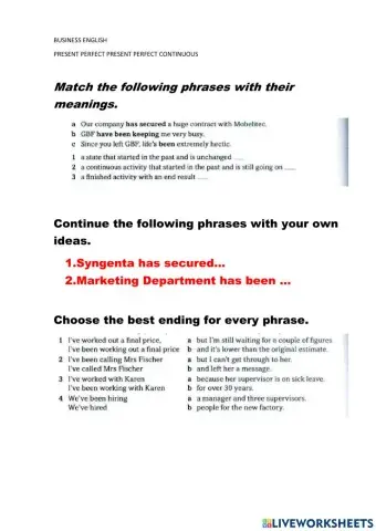 Present perfect business