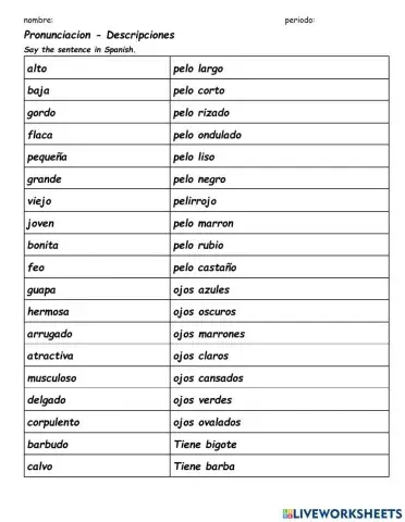 Pronunciation Descripciones