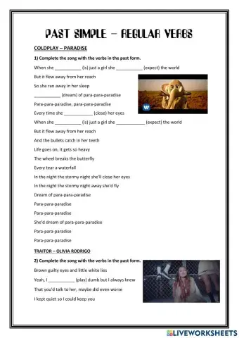 Songs past simple regular verbs