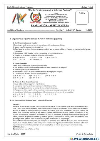 Evalaución-  aptitud verbal