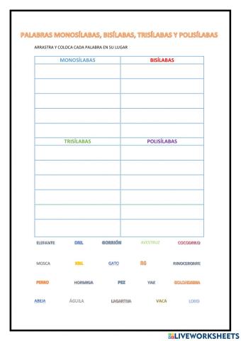 PALABRAS MONOSÍLABAS