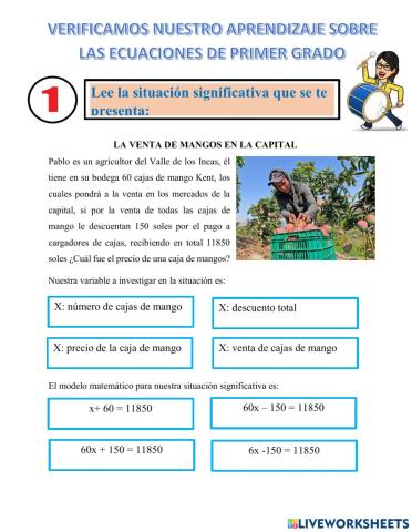 Examen final ecuaciones de primer grado