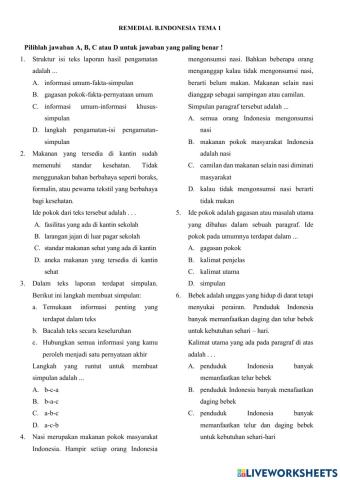 Remedial bahasa indonesia tema 1
