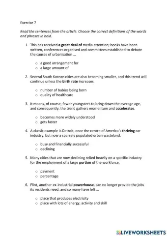 IE3, Unit 1, Reading, Exercise 7
