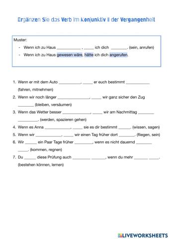 Konjunktiv II Vergangenheit