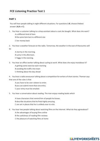 FCE Listening Practice Test